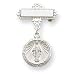 Sterling Silver Dangling Round Miraculous Medal Pin