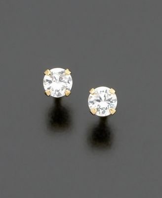 Childrens Toyshop  Jewelry : Children's 14k Gold Cubic Zirconia Stud