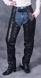 Lined Braided Leather Motorcycle Chaps with Black Hardware