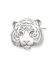 Sterling Silver Antiqued Tiger Face Pin