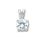 18in Rhodium-plated 6mm Round White CZ Necklace