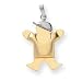 14k Two-Tone Puffed Boy with Hat on Right Engraveable Charm - JewelryWeb