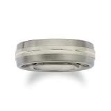 Men's 7mm Titanium and Sterling Silver Wedding Ring