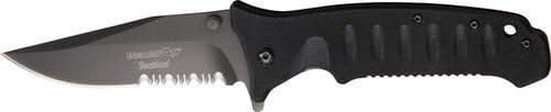 Black Fox Tactical Linerlock Fold Knife, SS assisted opening partially serrated clip, BF-112TS