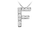 Classic F Initial Diamond Pendant : 14K White Gold - 0.15 CT Diamonds Classic F Initial Diamond Pendant : 14K White Gold - 0.15 CT Diamonds