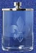 Individually Hand Etched Glass Fleur De Lis Canister 5"H