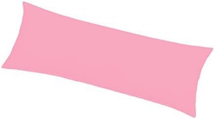 Luxury Faux Suede Body Pillow Cover with zipper enclosure 100 % Micro Suede fabric 21" x 55" (Pink)