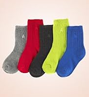 5 Pairs of Younger Boys Autograph Cotton Rich Ribbed Socks