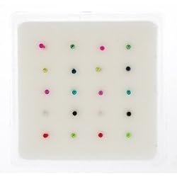 Sterling Silver Nose Studs with IP Coating MultiColor 1.5mm Ball - (20 Pieces/Box) Straight End