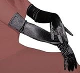 Sexy Black Satin Gloves, One Size Fits Most