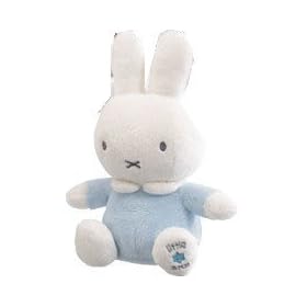 Miffy Blue 14cm soft bean rattle with 'little star' embroidered on one foot.