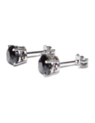 14k White Gold Black Diamond Stud Push Back Earrings (4.00 cttw Quality Grade AA)