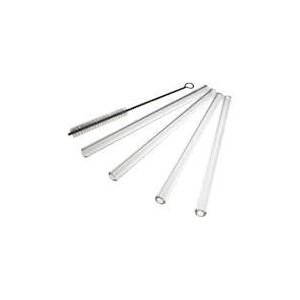 Glass Dharma Simple Elegance 5 Piece 9.5mm 8 Inch Glass Straws with Brush Set