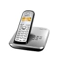 Siemens Gigaset AS285 DECT Schnurlostelefon mit Anrufbeantworter, beleuchtetes Display und Tastatur, schwarz/ silber