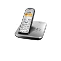 Siemens Gigaset AS285 DECT Schnurlostelefon mit Anrufbeantworter, beleuchtetes Display und Tastatur, schwarz/ silber