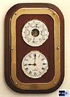 Uhr-Barometer Set auf Mahagonierahmen mit Messingrahmen