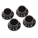 Set of 4 Top Hat Knobs in black/clear suitable for Gibson Les Paul etc.