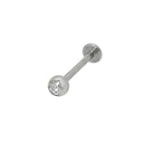 Clear Jeweled High Polish Titanium Labret Monroe - 16 Gauge - 10mm