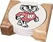 University Wisconsin Bucky 4 Absorbent Coaster Gift Set With Wooden Holder