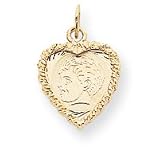 14k Boy Head on .013 Gauge Engraveable Heart Rope Disc Charm