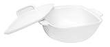 Corelle Coordinates 3 1/2 quart Square Round Casserole with Ceramic Cover, Pure White