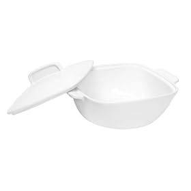 Corelle Coordinates 3 1 2 quart Square Round Casserole with Ceramic Cover, Pure White by Corelle