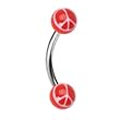 Red White Acrylic Peace Sign Eyebrow Ring