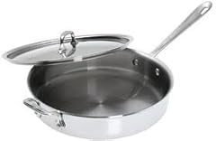 7 Qt Saute Pan with Cover and Helper Handle Stainless Steel Commercial Grade 