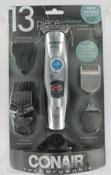 Conair 12 Piece Rechargeable Beard and Mustache Professional Multi Use Trimmer, Silver and Black