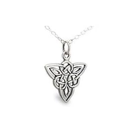 925 Solid Sterling Silver Celtic Triangle Everlasting Pendant Necklace on 16 Inch Chain