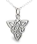 925 Solid Sterling Silver Celtic Triangle Everlasting Pendant Necklace on 16 Inch Chain