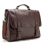 Leather Double Buckle Briefcase