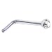 Solid 14KT White Gold 2mm Clear Cubic Zirconia L-Shaped Nose Ring - 18 Gauge