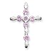Sterling Silver Pink CZ (Cubic Zirconia) Cross Pendant with 20 Inch Sterling Silver Chain