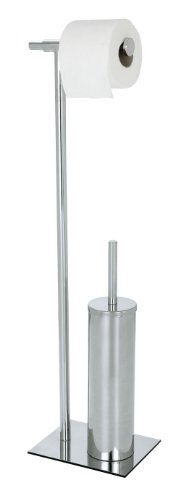Wenko 19487100 Stand WC-Garnitur Cervia - Edelstahl rostfrei, 19 x 72 x 15 cm, gl&auml;nzend