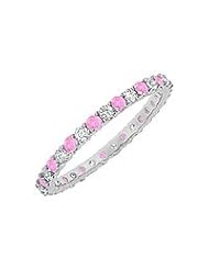 Pink Sapphire and Diamond Eternity Bangle : 14K White Gold - 10.00 CT TGW