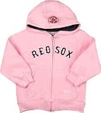 Boston Red Sox Girls Hooded Fleece Zippered Pink Baseball Sweatshirt