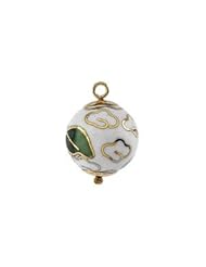 14K Yellow Gold White Cloissonne Ball Charm