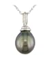 14K White Gold 9-10mm Black Tahitian Pearl Drop Pendant