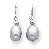 14k White Gold Gray Cultured Pearl Drop Earrings