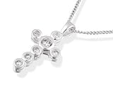 Silver and Cubic Zirconia Cross Pendant and Chain