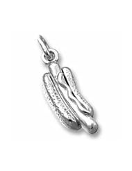Rembrandt Charms, Hot Dog Charm in Solid Sterling Silver or Gold