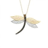 Gordon's Jewelers Enhanced Black, Champagne and White Diamond Dragonfly Pendant in 10K Gold 1/2 CT. T.W. fashion