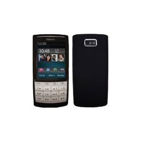 NOKIA X3-02 TOUCH & TYPE - PHONE PROTECTION - BLACK SILICONE CASE COVER POUCH SKIN + 2 CUSTOM FIT SCREEN PROTECTORS