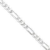 Sterling Silver 7.25mm Pave Flat Figaro Chain QFF200-8