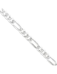Sterling Silver 7.25mm Pave Flat Figaro Chain QFF200-8"