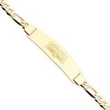 14K New York Giants Polished Medium Id Figaro Bracelet