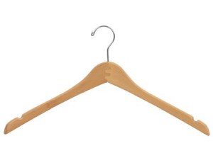 Wooden Curved Top/Coat Hangers Natural Finish Box of 100
