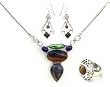 Necklace Earrings Ring Silver Assorted Gemstone Jewelry (nklc031)