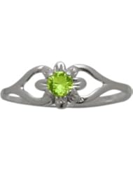 10 Karat White Gold Genuine Peridot Flower Solitaire Baby Ring